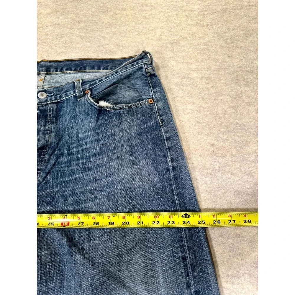 Levis 501 Original Jeans Men 38x32 Blue Whiskered Denim Straight Leg Cotton Logo